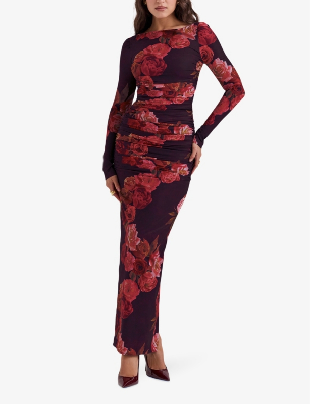 Lanetta floral-print stretch-woven maxi dress