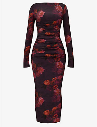 HOUSE OF CB: Lanetta floral-print stretch-woven maxi dress