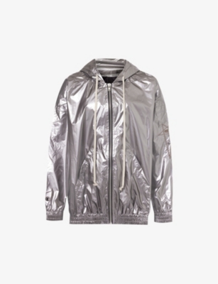 Rick Owens Womens Silver X Champion Metallic Shell Jacket