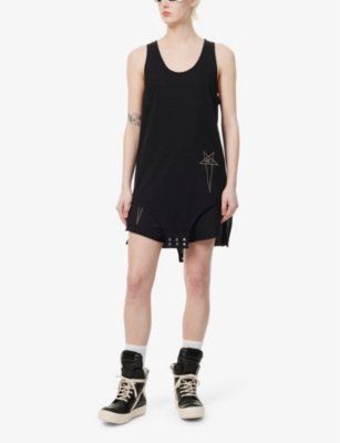Shop Rick Owens Womens Black X Champion Brand-embroidered Cotton-jersey Top