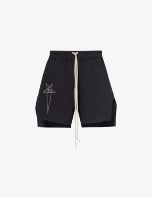 Shop Rick Owens Women's Black X Champion Brand-embroidered Cotton-jersey Shorts