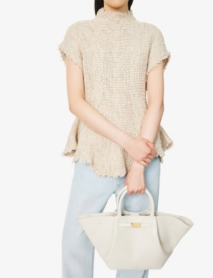 Demellier Womens Off White The Midi New York Leather Tote Bag In Off White