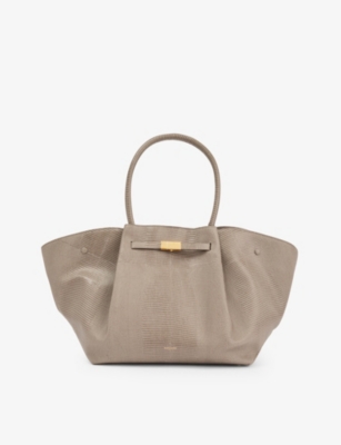 Demellier Womens  The New York Suede Tote Bag In Stone Grey Lizard Effect