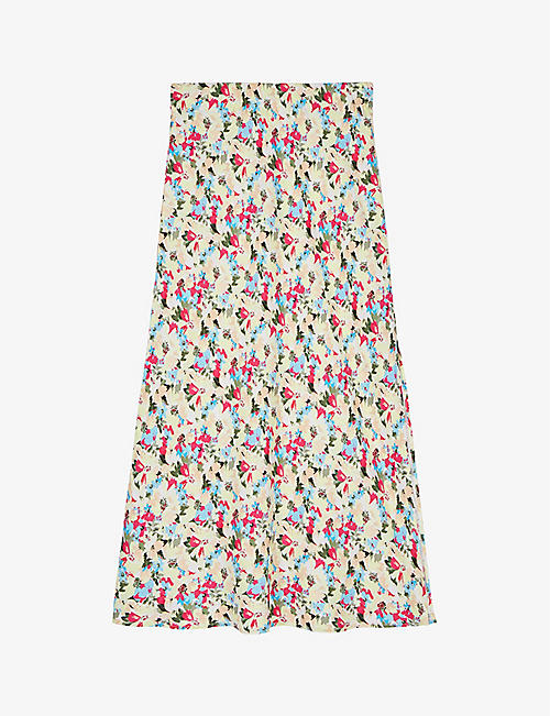 THE KOOPLES: Floral-print high-rise woven-blend maxi skirt