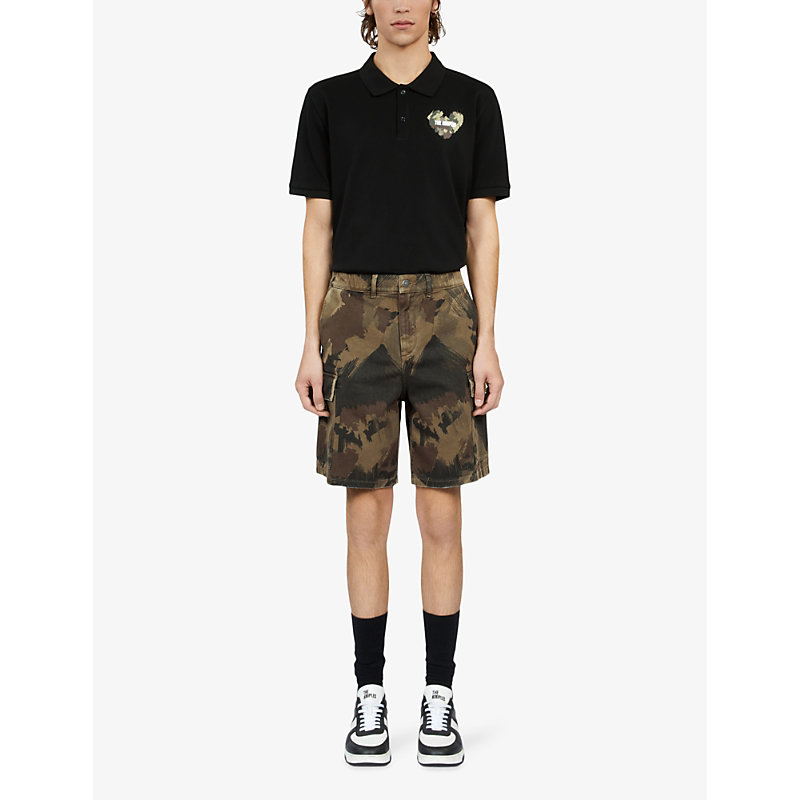 Shop The Kooples Camouflage-pattern Cargo Cotton Shorts