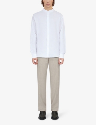 Shop The Kooples Men's White Officer-collar Regular-fit Oxford-cotton Shirt
