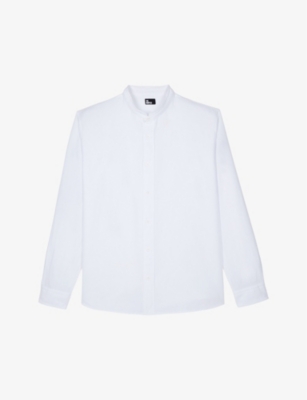 Shop The Kooples Mens White Officer-collar Regular-fit Oxford-cotton Shirt