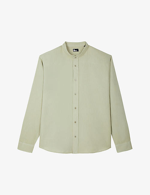 THE KOOPLES: Grandad-collar long-sleeve linen and cotton-blend shirt