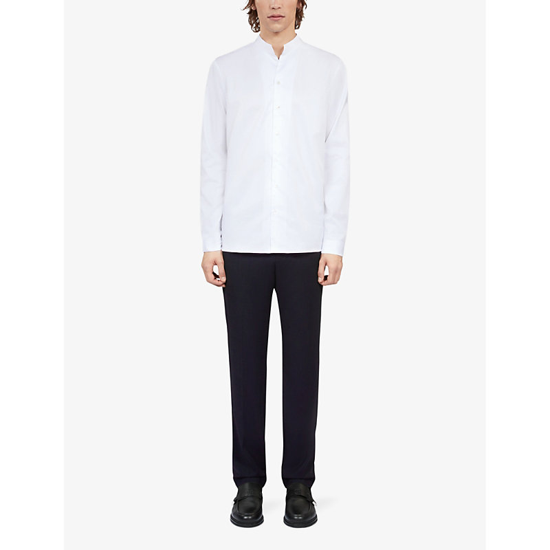 Shop The Kooples Italian-collar Regular-fit Cotton Shirt In White