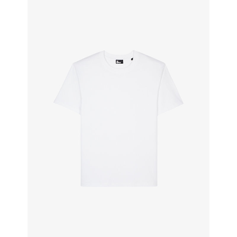 The Kooples Mens White Logo-embroidered Short-sleeve Cotton T-shirt