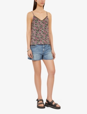 Shop The Kooples Women's Multico Floral-print Woven Vest Top