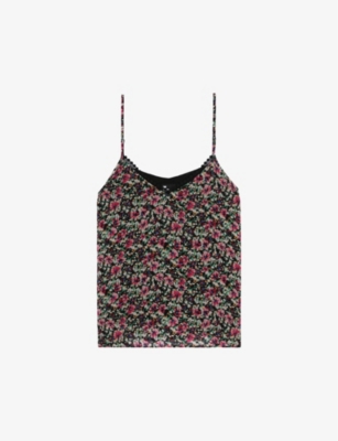 The Kooples Womens Multico Floral-print Woven Vest Top