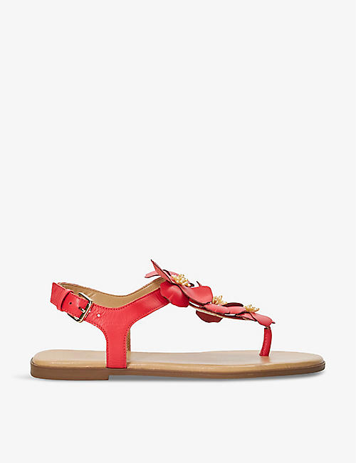 DUNE: Linaria flower-embellished flat leather sandals