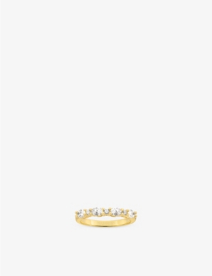 SIF JAKOBS: Ellera Ovale 18ct yellow gold-plated sterling-silver and zirconia ring