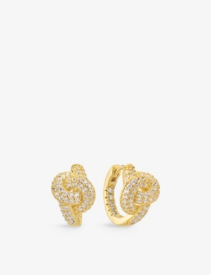 SIF JAKOBS: Imperia Creolo zirconia 18ct gold-plated  925 sterling-silver hoop earrings