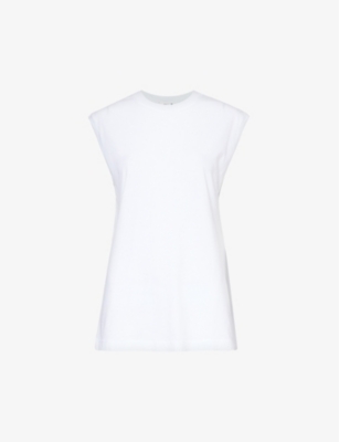 Shop Agolde Women's White Raya Muscle Cotton-jersey T-shirt