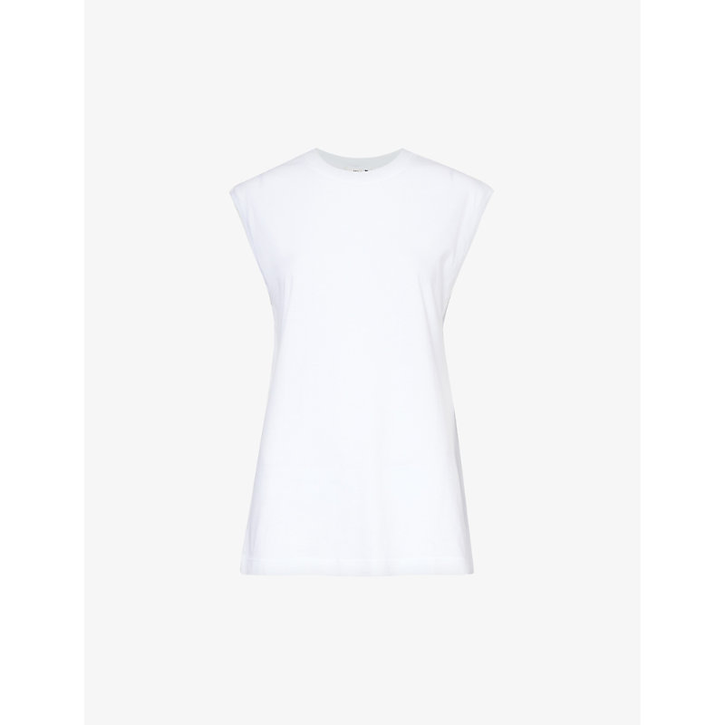Shop Agolde Women's White Raya Muscle Cotton-jersey T-shirt