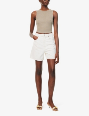 Shop Agolde Women's Fortune Cookie Stella High-rise Organic-cotton Denim Shorts
