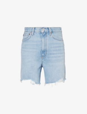 Shop Agolde Women's Agreement Stella High-rise Organic And Recycled-cotton Denim Shorts