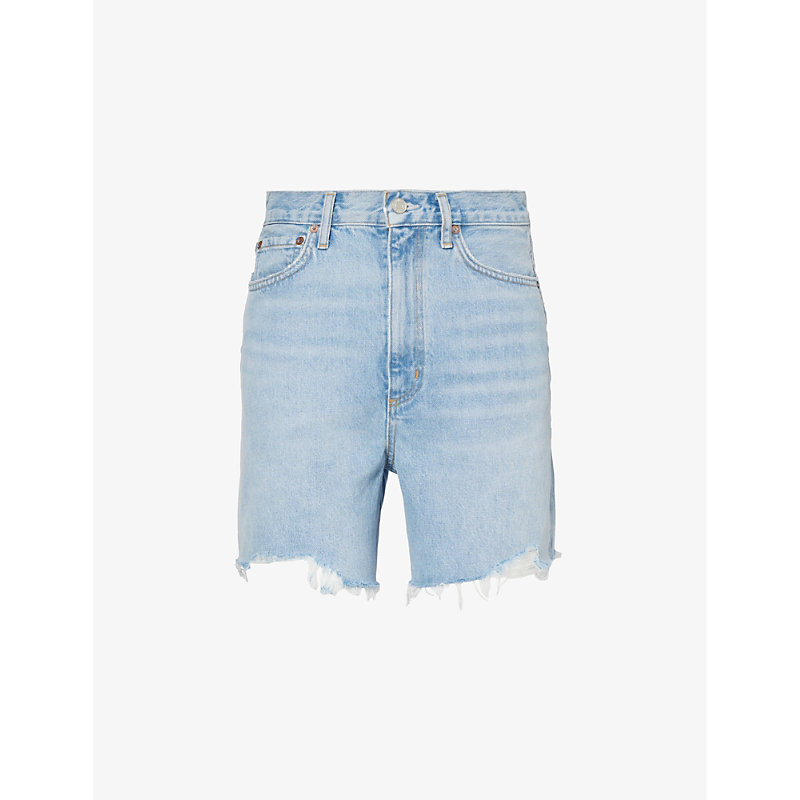 Shop Agolde Women's Agreement Stella High-rise Organic And Recycled-cotton Denim Shorts