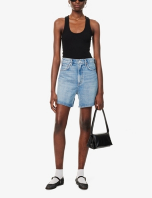 Shop Agolde Women's Mode Stella High-rise Organic-cotton Denim Short