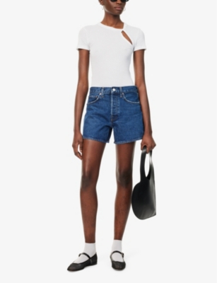 Shop Agolde Women's Enamour Parker High-rise Denim Shorts