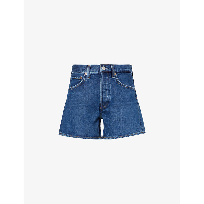 Shop Agolde Parker High-rise Denim Shorts In Enamour