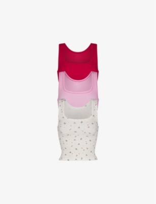 SKIMS: Ribbed Scoop-Neck Pack of Three Cotton-Jersey Tank Tops