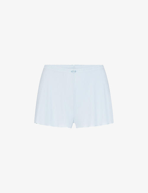 SKIMS: Soft Lounge lace-trim elasticated-waist stretch-woven shorts