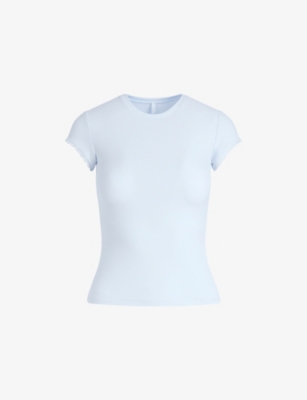 SKIMS: Soft Lounge short-sleeved lace-trim stretch-woven T-shirt