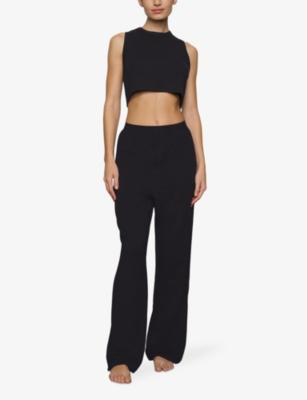 Skims Womens Onyx Boyfriend Relaxed-fit Stretch-woven Trousers In Onyx