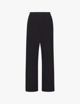 Shop Skims Women's Onyx Boyfriend Relaxed-fit Stretch-woven Trousers