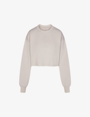 SKIMS: Loose-fit cropped cotton-blend sweatshirt