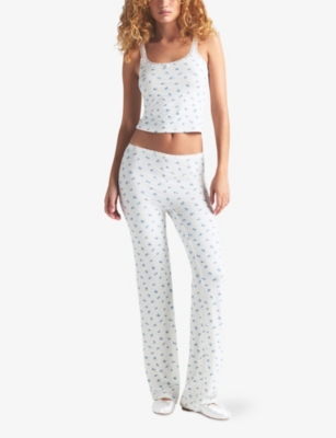 SKIMS: Soft Lounge floral-print lace-strap stretch-woven cami top