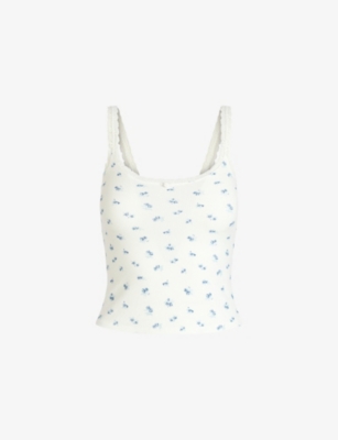 SKIMS: Soft Lounge floral-print lace-strap stretch-woven cami top