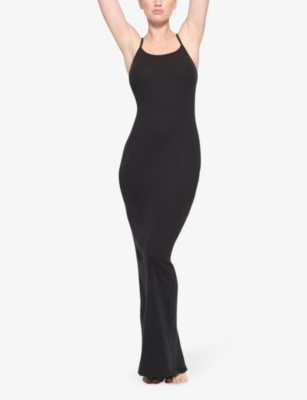 Skims Womens Soot Cotton Rib Scoop-neck Stretch-cotton Maxi Dress In Soot