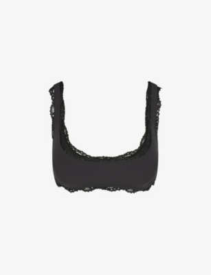 Shop Skims Womens Fits Everybody Lace Square-neck Stretch-woven Bra Onyx