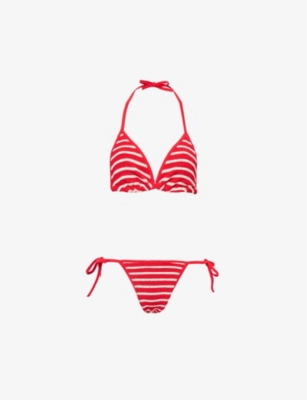 HUNZA G: Gina crinkled-texture bikini set