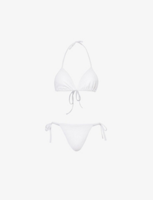 HUNZA G: Gina crinkled-texture bikini set