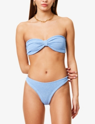 HUNZA G: Tina crinkle-effect bikini set