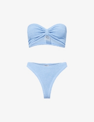 HUNZA G: Tina crinkle-effect bikini set