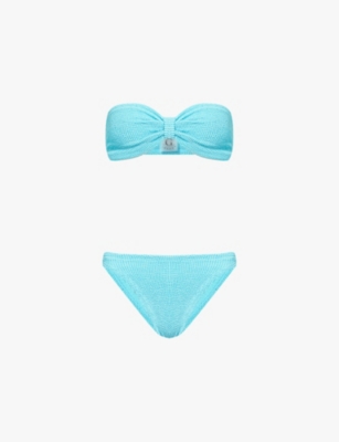 HUNZA G: Jean striped bikini set