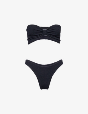 HUNZA G: Jean striped bikini set