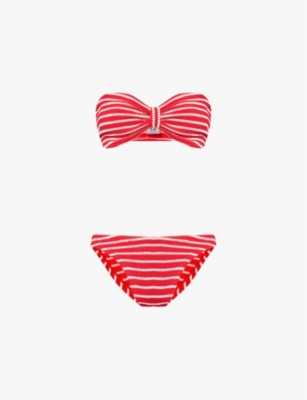 HUNZA G: Jean striped bikini set