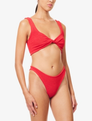 Hunza G Womens Red Juno Crinkled Bikini Set In Red