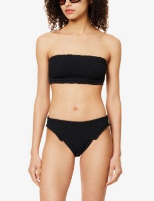 Shop Hunza G Women's Black/black Tracey Frilled-trim Bikini Set