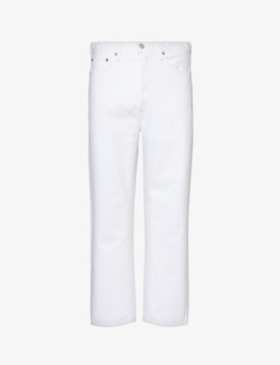 Shop Agolde Men's Milkshake (white) 90s Straight-leg Mid-rise Organic-cotton Denim Jeans
