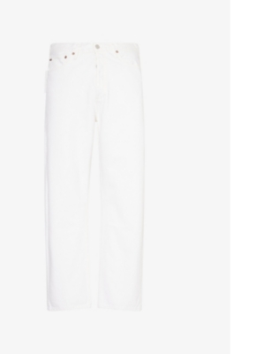 Shop Agolde Men's Milkshake (white) 90s Straight-leg Mid-rise Organic-cotton Denim Jeans