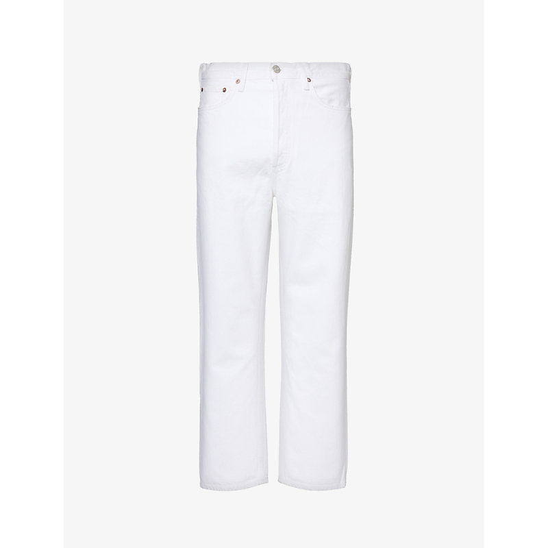 Shop Agolde Men's Milkshake (white) 90s Straight-leg Mid-rise Organic-cotton Denim Jeans