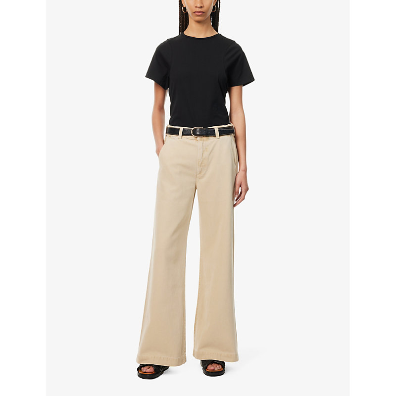 Shop Citizens Of Humanity Women's Taos Sand (lt Khaki) Beverly Mid-rise Wide-leg Woven Jeans